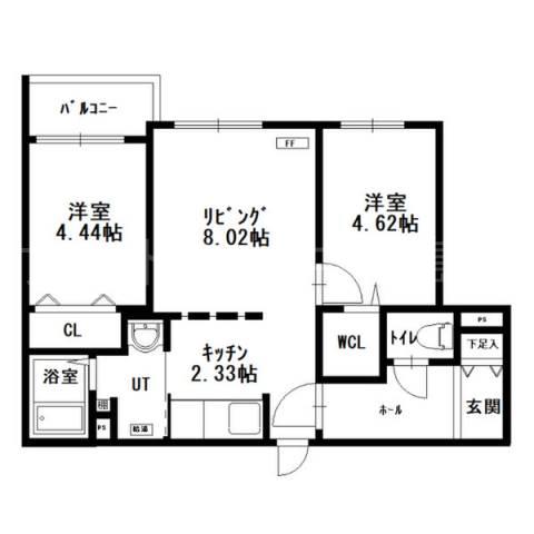 エテルナ南平岸(2LDK/3階)の間取り写真