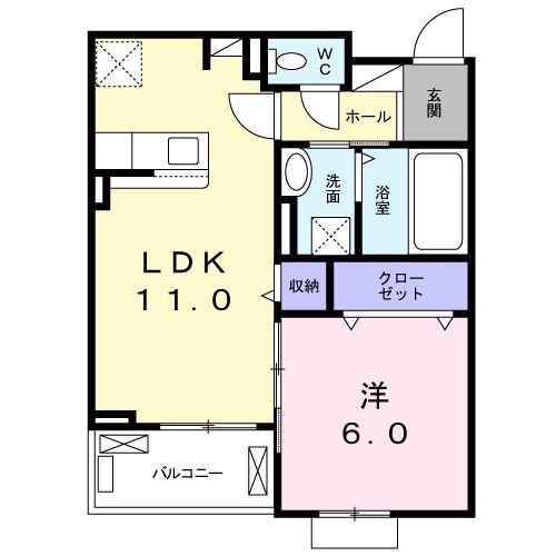 グランフォレスト(1LDK/2階)の間取り写真