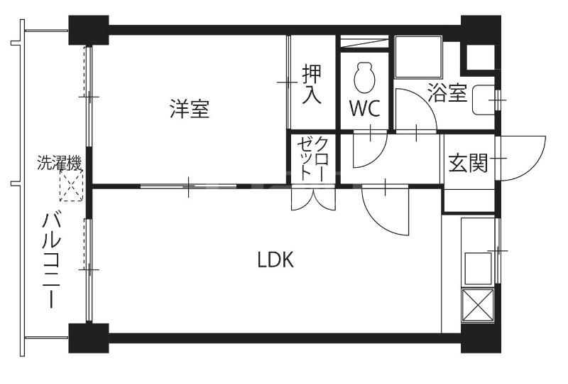 城西島塚ビル(1LDK/4階)の間取り写真