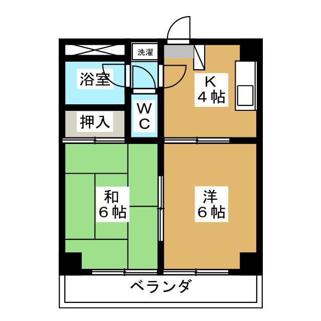 四谷マンションB(2K/1階)の間取り写真