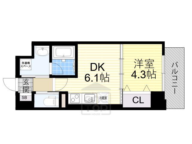 RIDGEガーデン江坂2(1DK/5階)の間取り写真