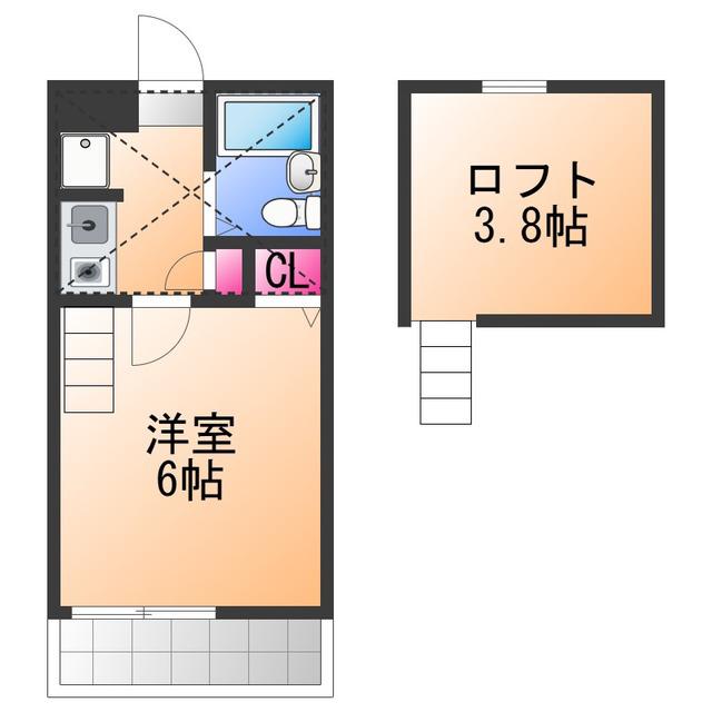 シティパレス貝塚(1K/2階)の間取り写真