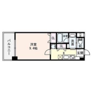カリーノカサメント東中振(1K/3階)の間取り写真
