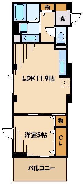 SKYSHORE(1LDK/4階)の間取り写真