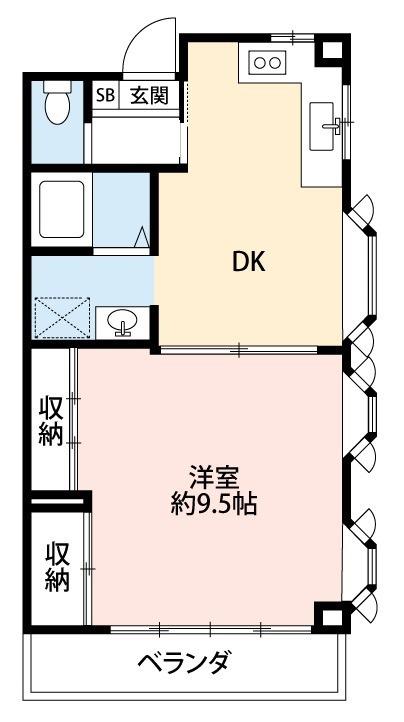 ブルーマンションエスエイチ(1DK/4階)の間取り写真