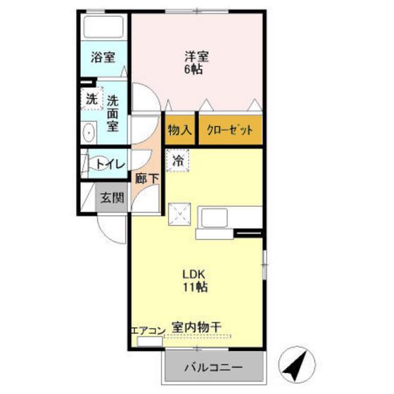 アリコ・ルージュ(1LDK/1階)の間取り写真