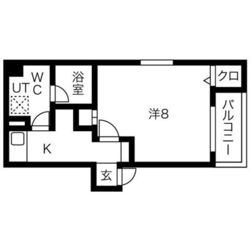 アムズコート勝山(1K/2階)の間取り写真