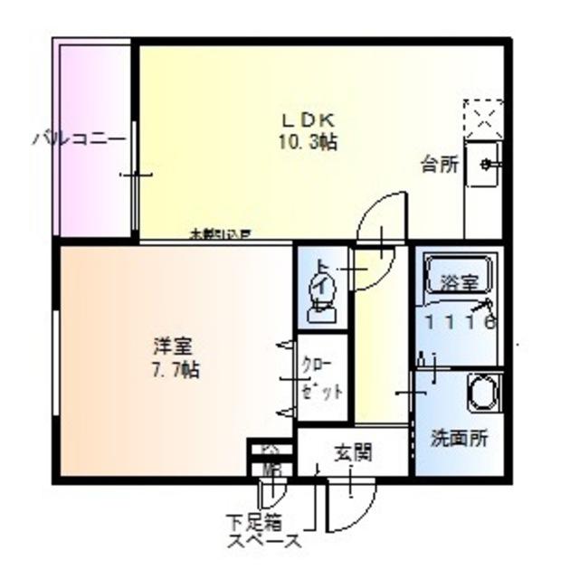 フジパレス奏(1LDK/2階)の間取り写真