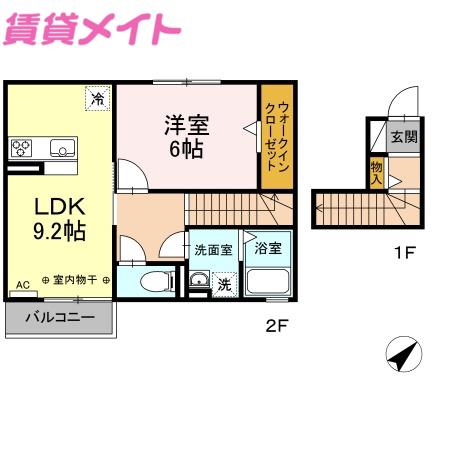 FORTE III(1LDK/2階)の間取り写真