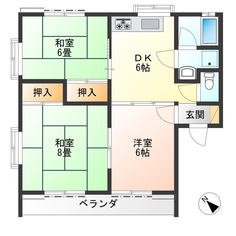 イイダハイツ(3DK/1階)の間取り写真
