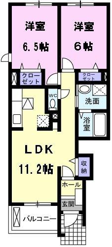 メゾン華III(2LDK/1階)の間取り写真