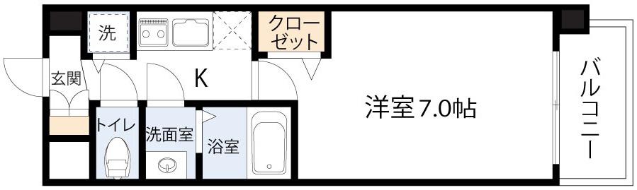メインステージ大阪福島(1K/6階)の間取り写真