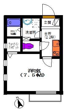 大森パークフォレスト(1K/2階)の間取り写真