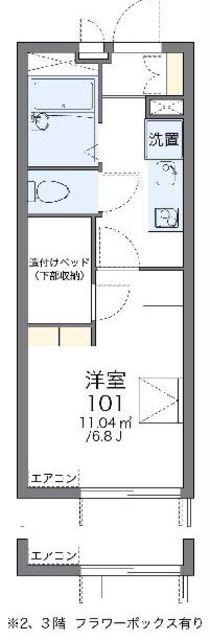 レオパレス歩(1K/2階)の間取り写真