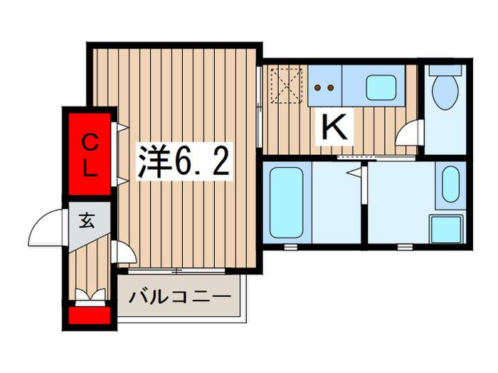 ミックスベリーフィールズ(1K/2階)の間取り写真
