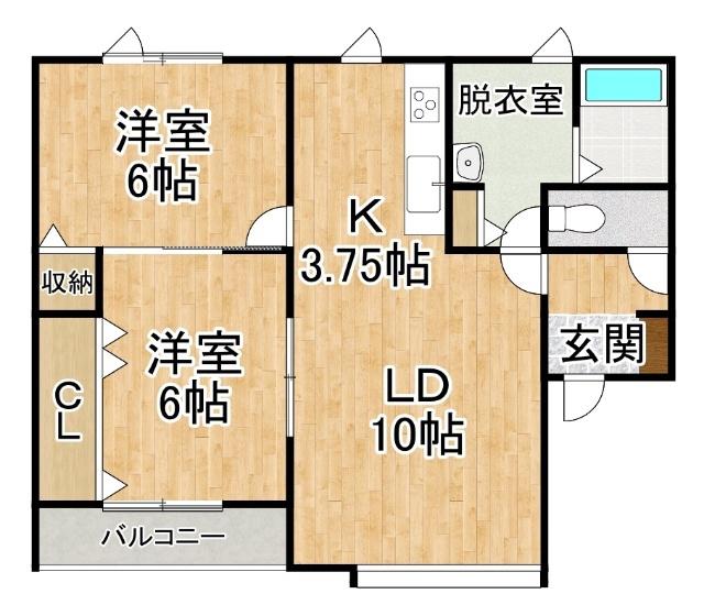 SAND GLASS(2LDK/1階)の間取り写真