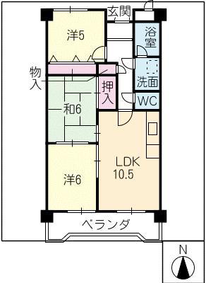 スカイガーデン兜山(3LDK/2階)の間取り写真