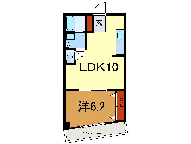 柳原ビル(1LDK/2階)の間取り写真