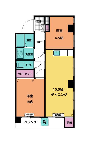 アリュール石垣(2LDK/1階)の間取り写真