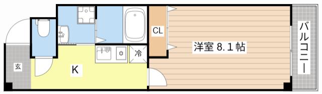 ドミールときめき坂(1K/3階)の間取り写真