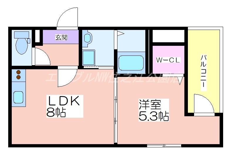 フジパレス エン(1LDK/1階)の間取り写真