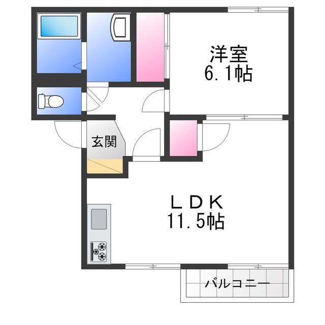 ハイツ花恵(1LDK/2階)の間取り写真
