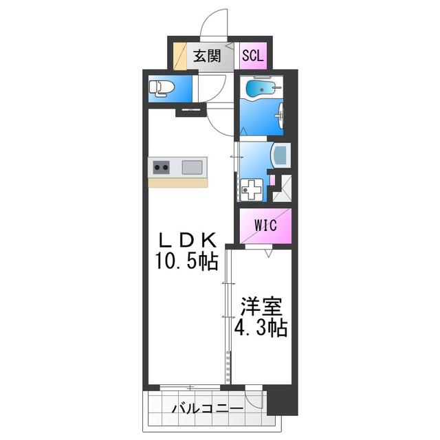 サザンネスト住ノ江駅前(1LDK/4階)の間取り写真