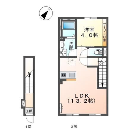南国市小籠アパート(1LDK/2階)の間取り写真