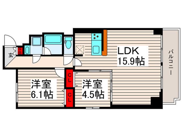 LIER A LAVENIR(2LDK/7階)の間取り写真