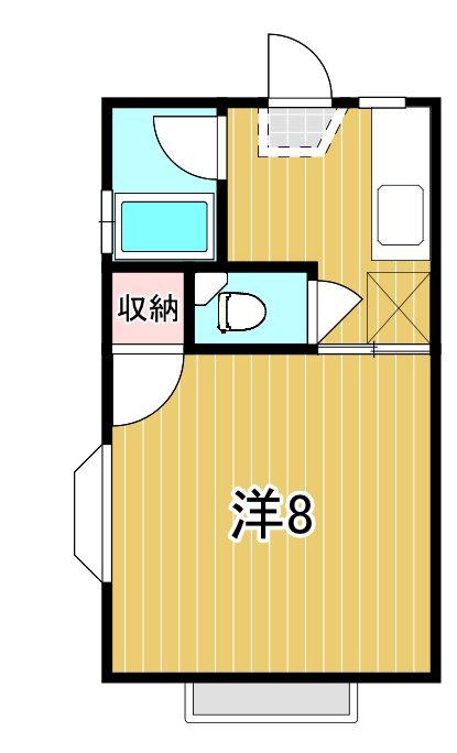 たなべハイツ C棟(1K/2階)の間取り写真