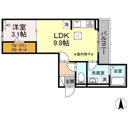 GOODEN溝旗(1LDK/1階)の間取り写真