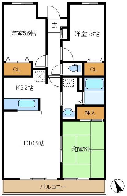 シャルマンドミール(3LDK/5階)の間取り写真