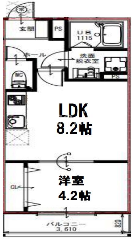 アート都島毛馬(1LDK/1階)の間取り写真