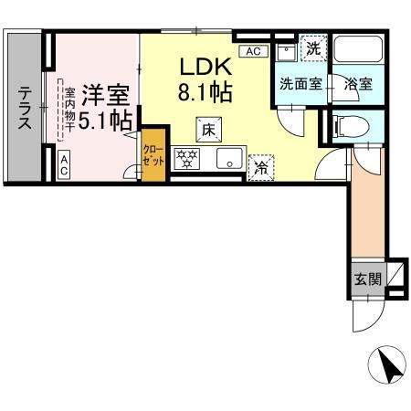 セレスティア桜上水(1LDK/1階)の間取り写真