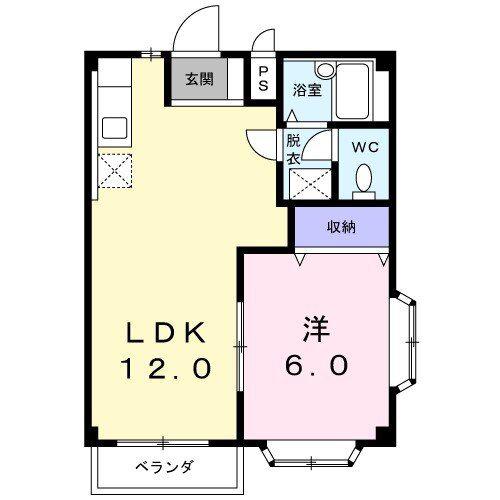 アーバンサクライA棟(1LDK/2階)の間取り写真