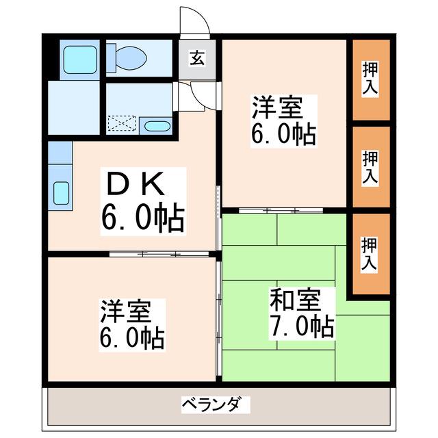 ペンション豊(3DK/3階)の間取り写真