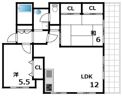 センターヒル岡本(2LDK/7階)の間取り写真