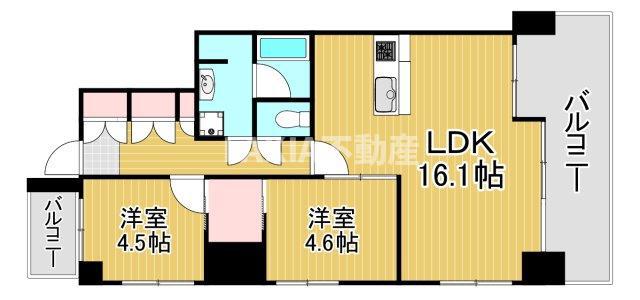 フローレス都島I(2LDK/4階)の間取り写真