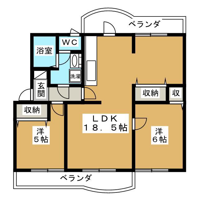 ダイユウレジデンス橋賀台1号館(2LDK/3階)の間取り写真