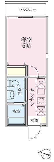 バーンフリート横浜伍番館(1K/2階)の間取り写真