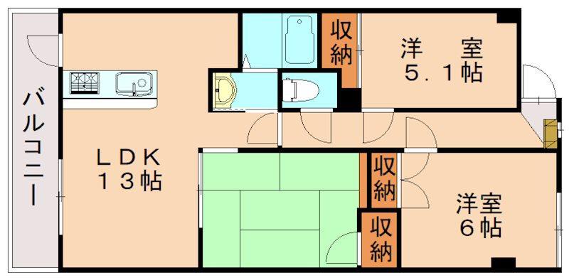 ファミーユ暖(3LDK/3階)の間取り写真