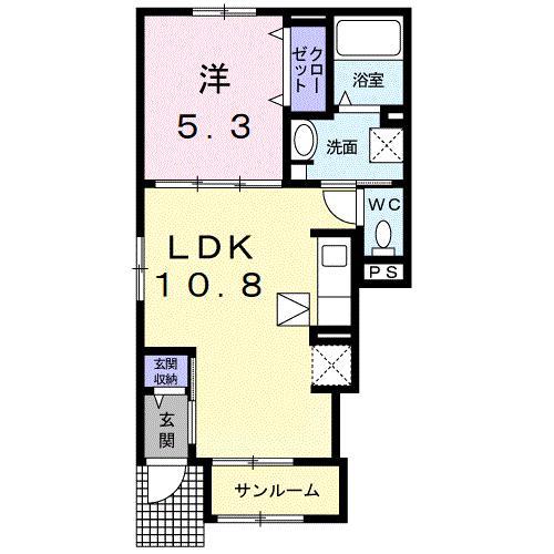 コロニオーロ(1LDK/1階)の間取り写真