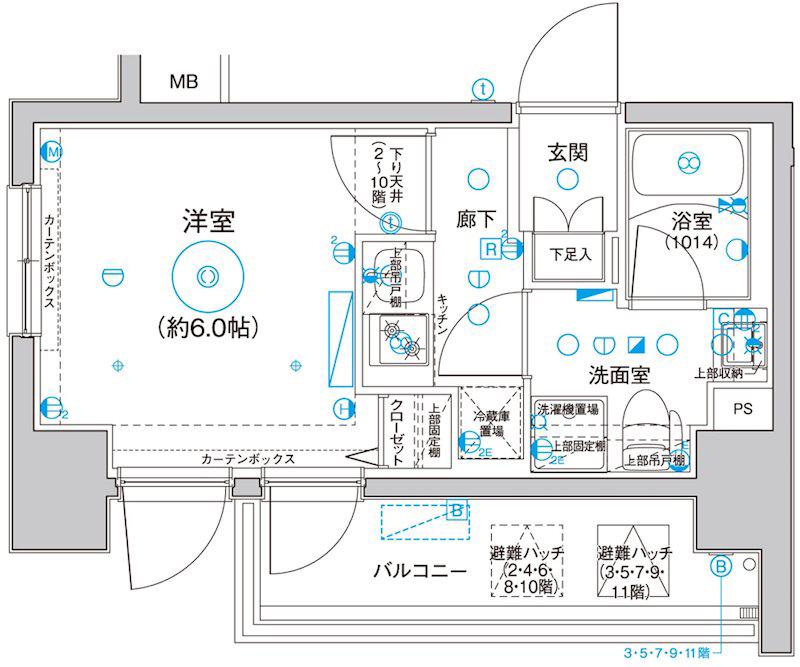 LEA横濱サウスステージ(1K/7階)の間取り写真