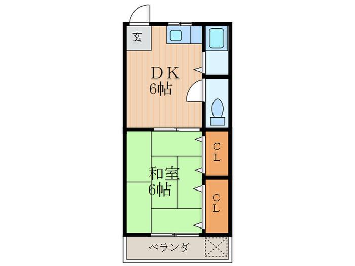 西京都マンション(1DK/4階)の間取り写真