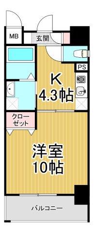 アーデン塚口(1K/9階)の間取り写真
