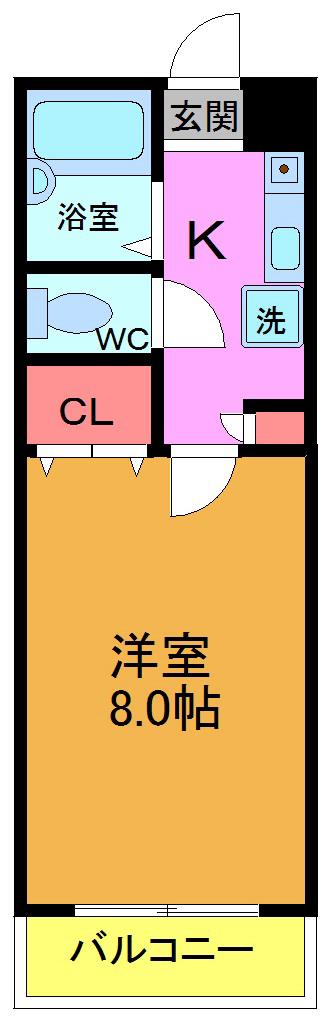 東京メトロ東西線 葛西駅 徒歩11分 4階建 築27年(1K/1階)の間取り写真