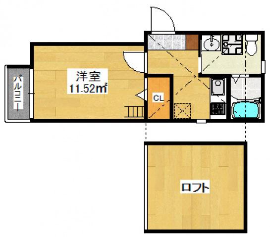 VILLAGE大楠(1K/2階)の間取り写真