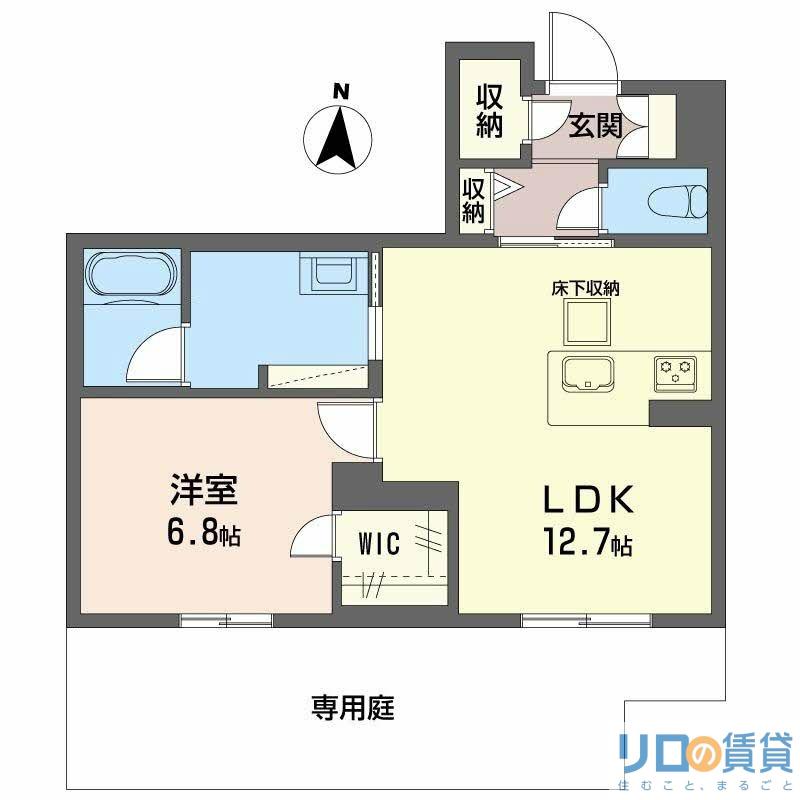 和の杜 江坂(1LDK/1階)の間取り写真