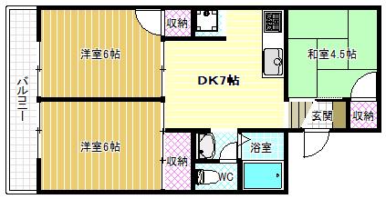 エスポワールT(3DK/2階)の間取り写真