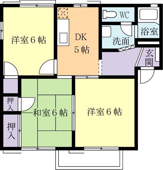 アークヒルズA(3DK/1階)の間取り写真
